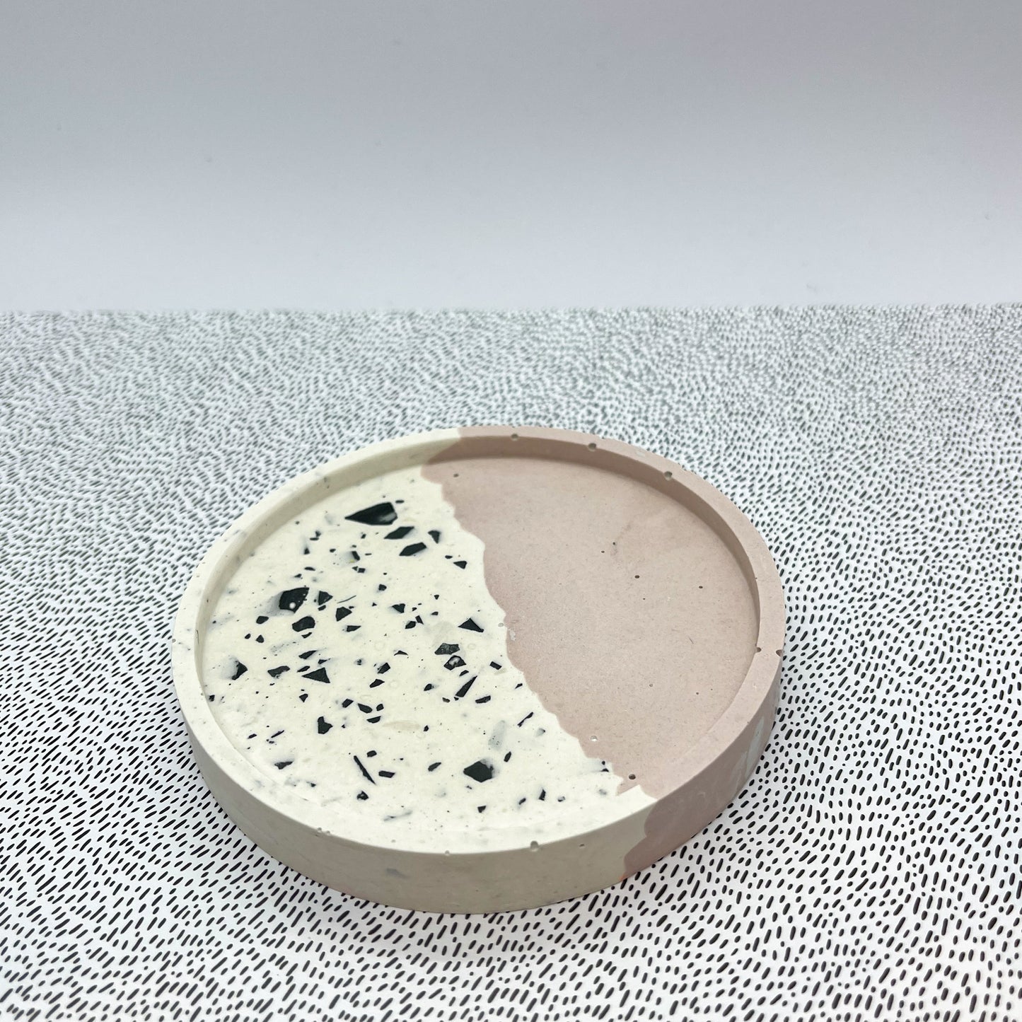 rond schaaltje - roze/wit/zwart terrazzo