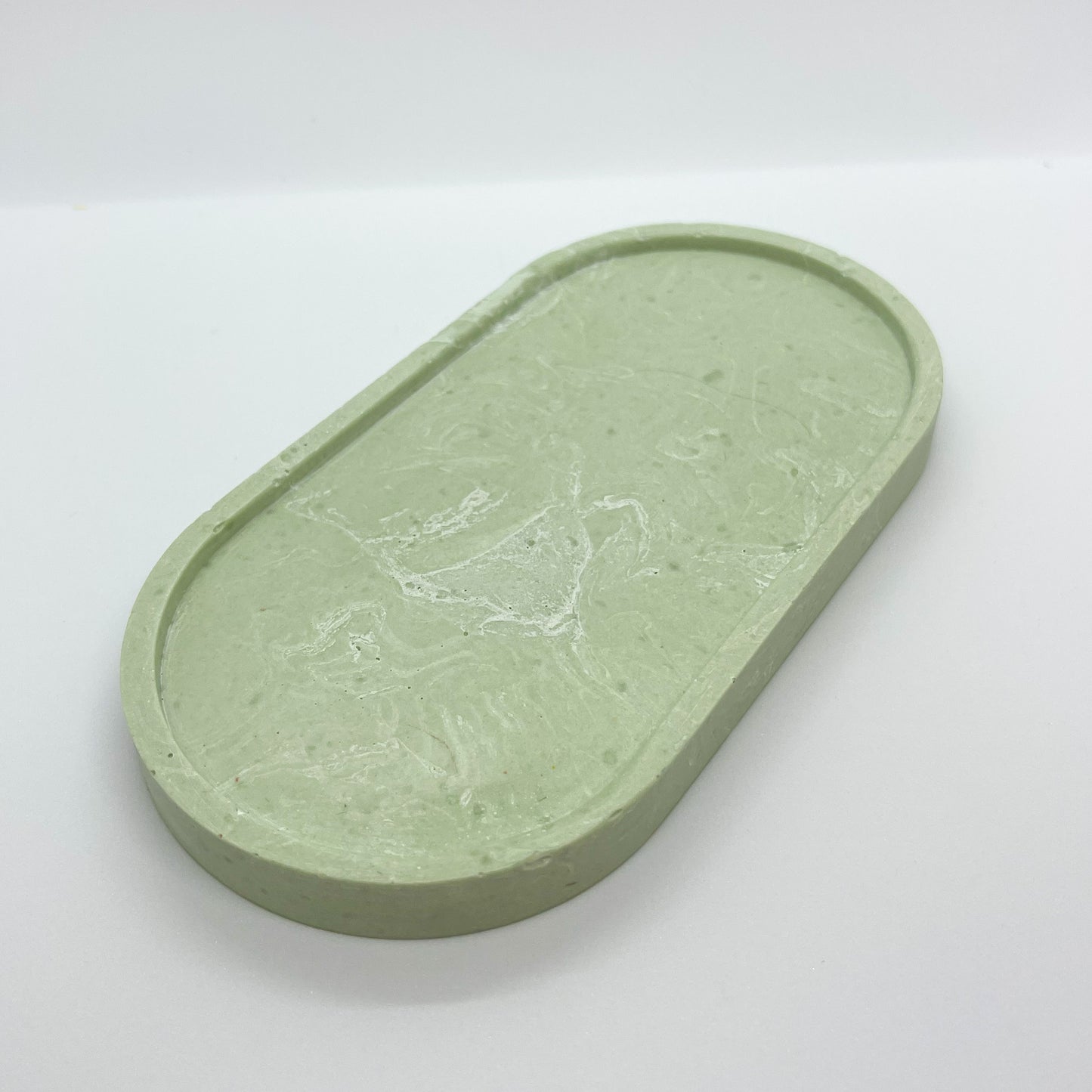 ovale schaaltje - groen/wit marble
