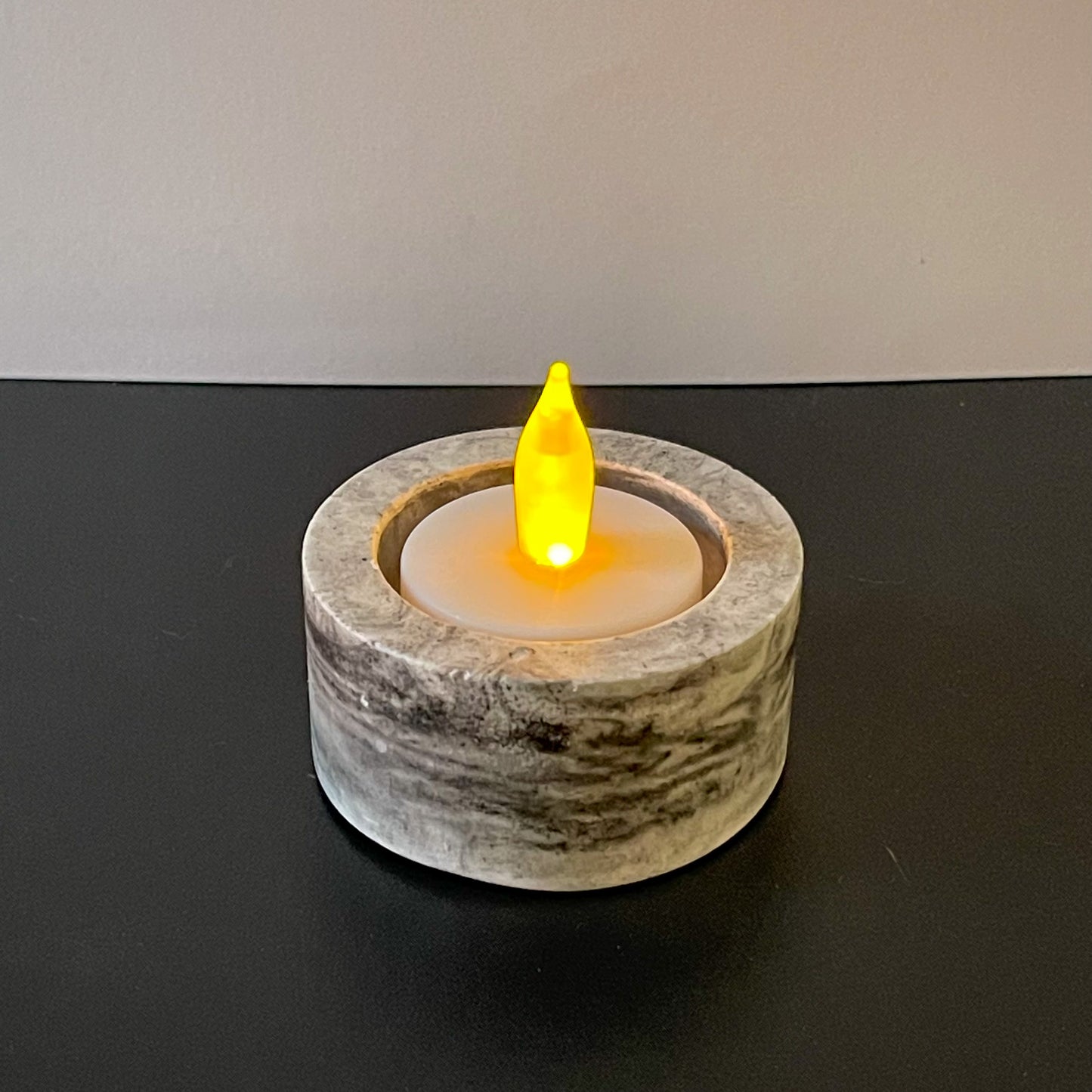 theelichthouder - wit/zwart marble
