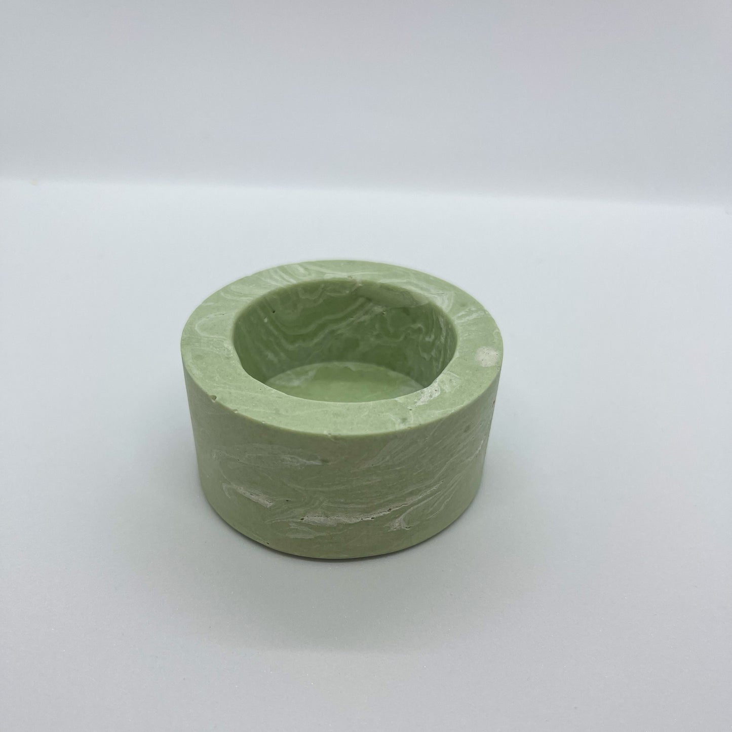 theelichthouder - groen/wit marble