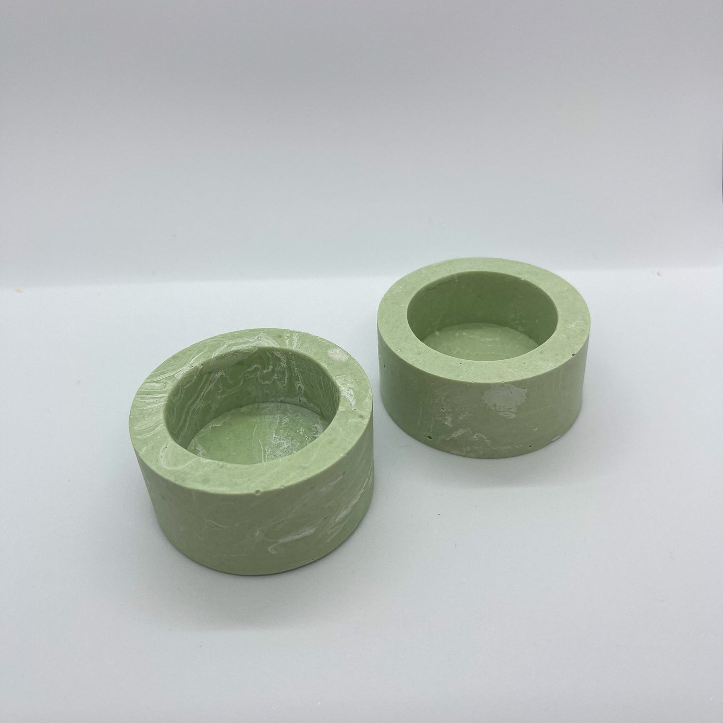 theelichthouder - groen/wit marble