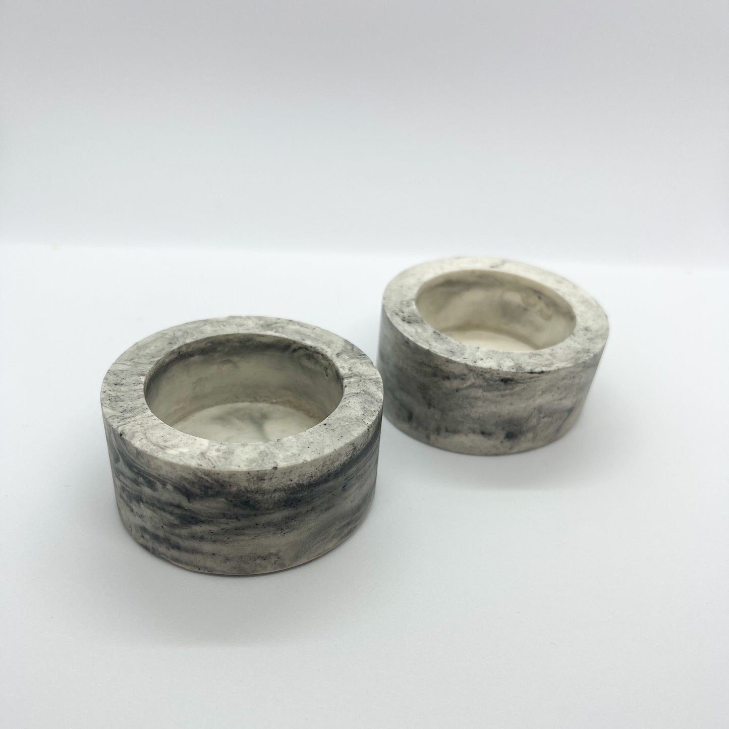 theelichthouder - wit/zwart marble