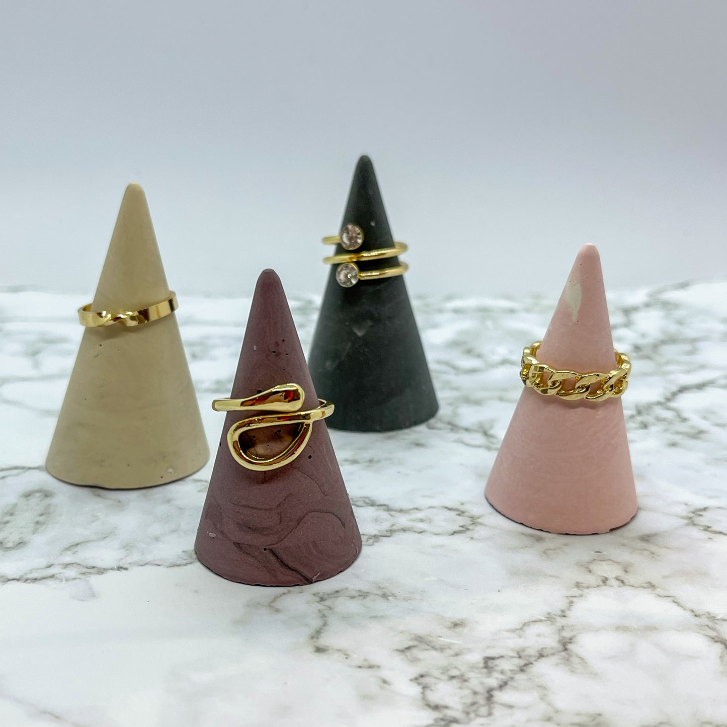 ringhouder- roze/wit marble