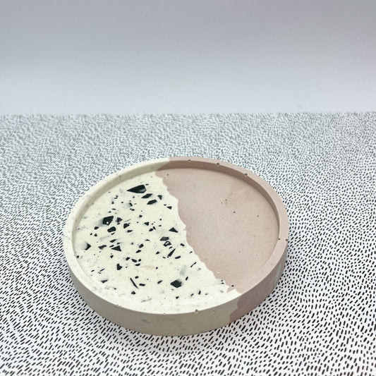 rond schaaltje - roze/wit/zwart terrazzo