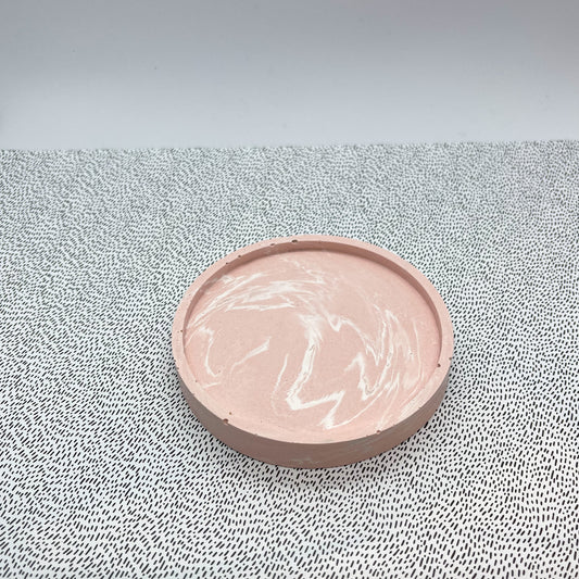rond schaaltje - roze/wit marble