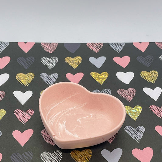 kommetje in hartvorm - roze/wit marble