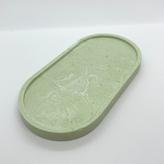 ovale schaaltje - groen/wit marble
