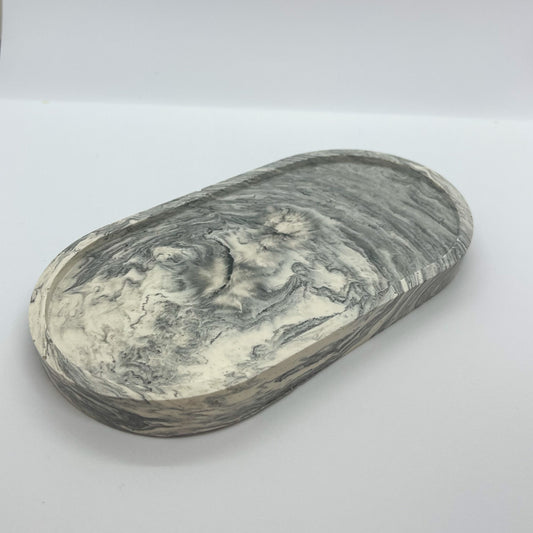 ovale scaaltje - wit/zwart marble